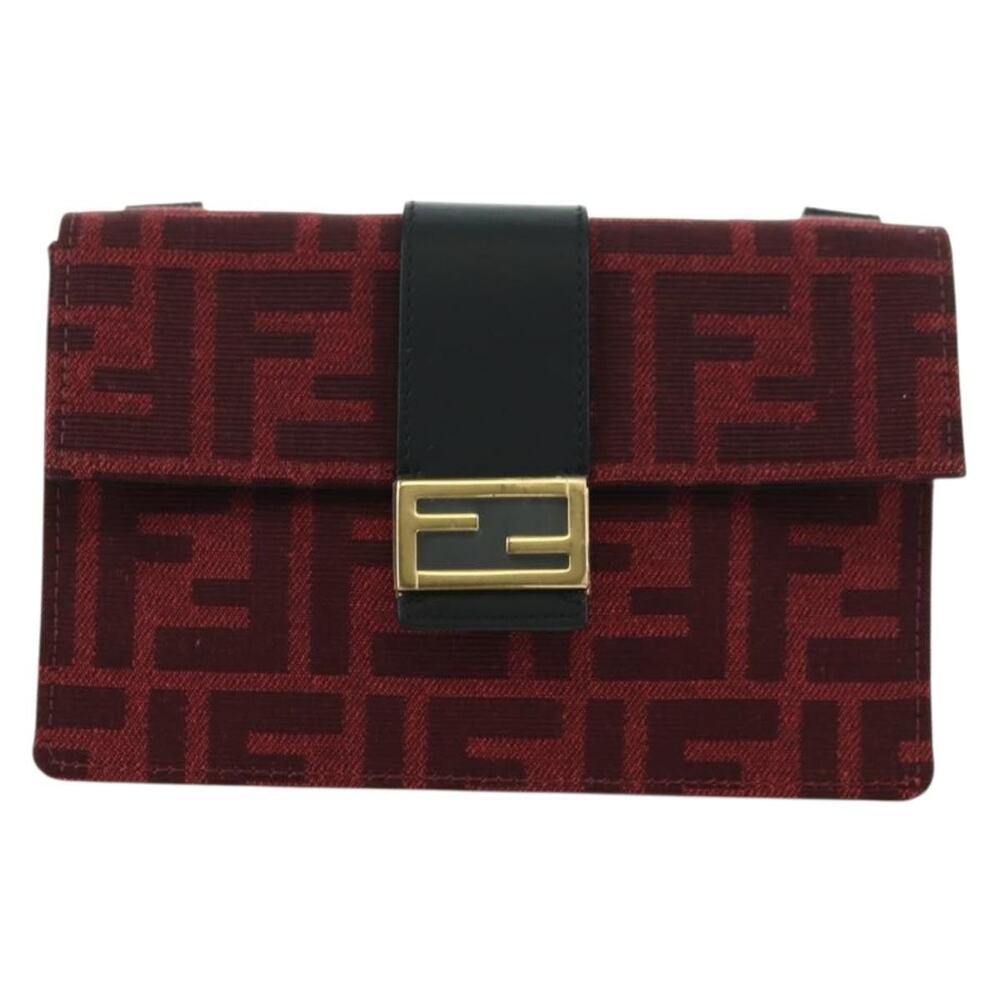 Fendi Zucca Baguette Slim Shoulder Bag Red